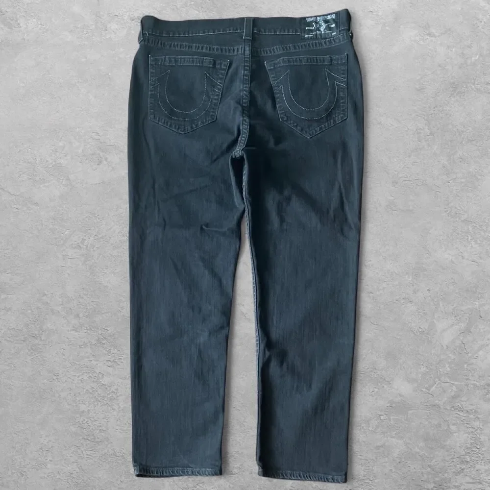 True Religion Mens Slim Drop Rise Jeans 38 Black Streetwear Y2K